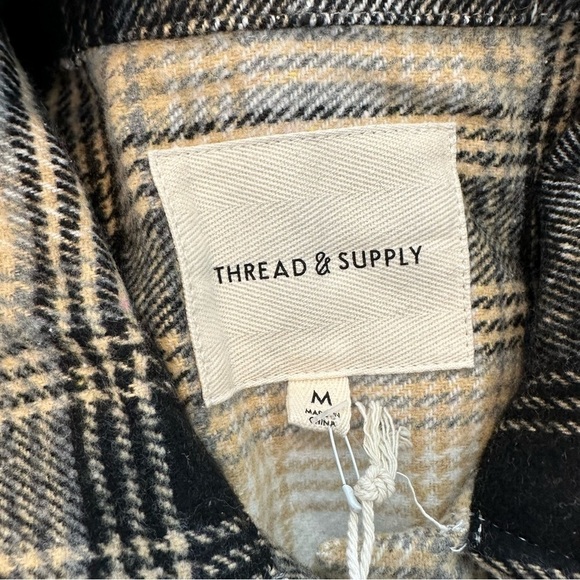 New Thread and supply tan & brown button down shacket - Picture 7 of 9